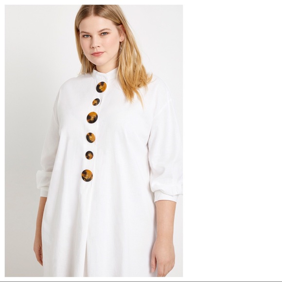 Eloquii Mock Neck Tortoise Button Detail Dress - Picture 2 of 4